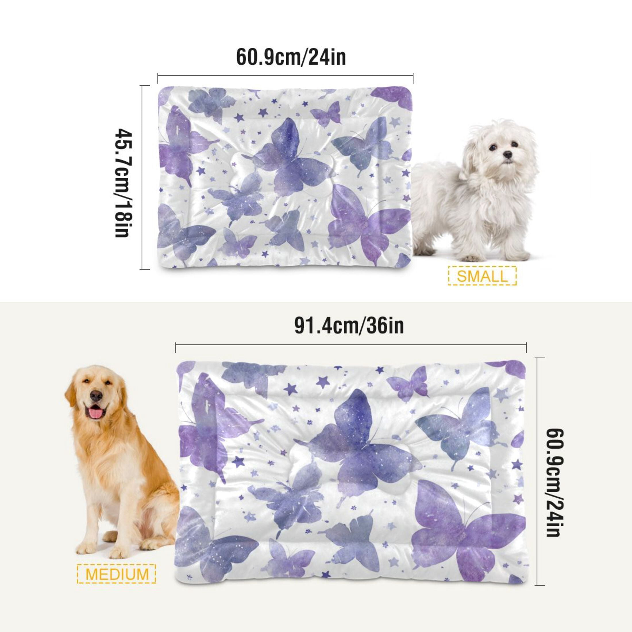 Cozy Mat Pet Bed Indoor Outdoor Warm Soft For Cat Dog Puppy(S/M) Lavender Butterflies