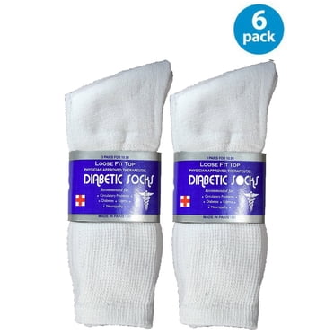 Davido Diabetic Crew Socks – 3 Pairs White, 100% Cotton, Made In Italy, Men's Size 9-11