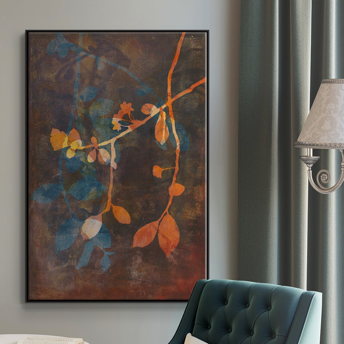 Branching Out V Framed Premium Gallery Wrapped Canvas - Ready to Hang - 27 x 41 - Black Floating Frame