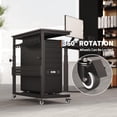 thumbnail image 3 of Support Tour d'Ordinateur Réglable avec Étagère de Rangement, Chariot Porte-CPU à 2 Niveaux sur Roulettes avec Roues Verrouillables pour la Maison, le Bureau et le Jeu, Noir, 3 of 8