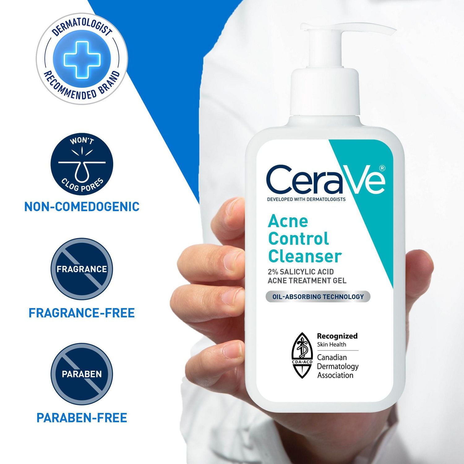 CeraVe Acne Control Cleanser, 2% Salicylic Acid Face Wash with Purifying Clay for Oily Skin and Blackheads, 355mL, Formulated to help clear acne