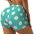 thumbnail image 1 of Balery Teal Turquoise And White Polka Dot Pantalones cortos de entrenamiento estampados para mujer, sin costuras, ajustados, para gimnasio, yoga, correr, deportes, ejercicio activo, fitness.-Large, 1 of 8