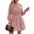 thumbnail image 1 of Vestido Cruzado Con Escote En V Profundo, Estampado Floral A La Moda, Cintura Ajustada, Manga Larga, Elegante Vestido De Línea A Para Mujer Para Ir De Compras Para Vacaciones ANGGREK Otros, 1 of 6