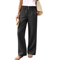 thumbnail image 5 of Breezora Straight Leg Woven Casual Pants for Women Summer Lightweight Pull On Trousers Comfortable Daily Work Bottoms with Pockets, 5 of 8