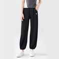 thumbnail image 4 of BXSRUTA Girls Athletic Jogger Pants Lightweight Elastic Waist Quick Dry for Daily Wear, 4 of 7