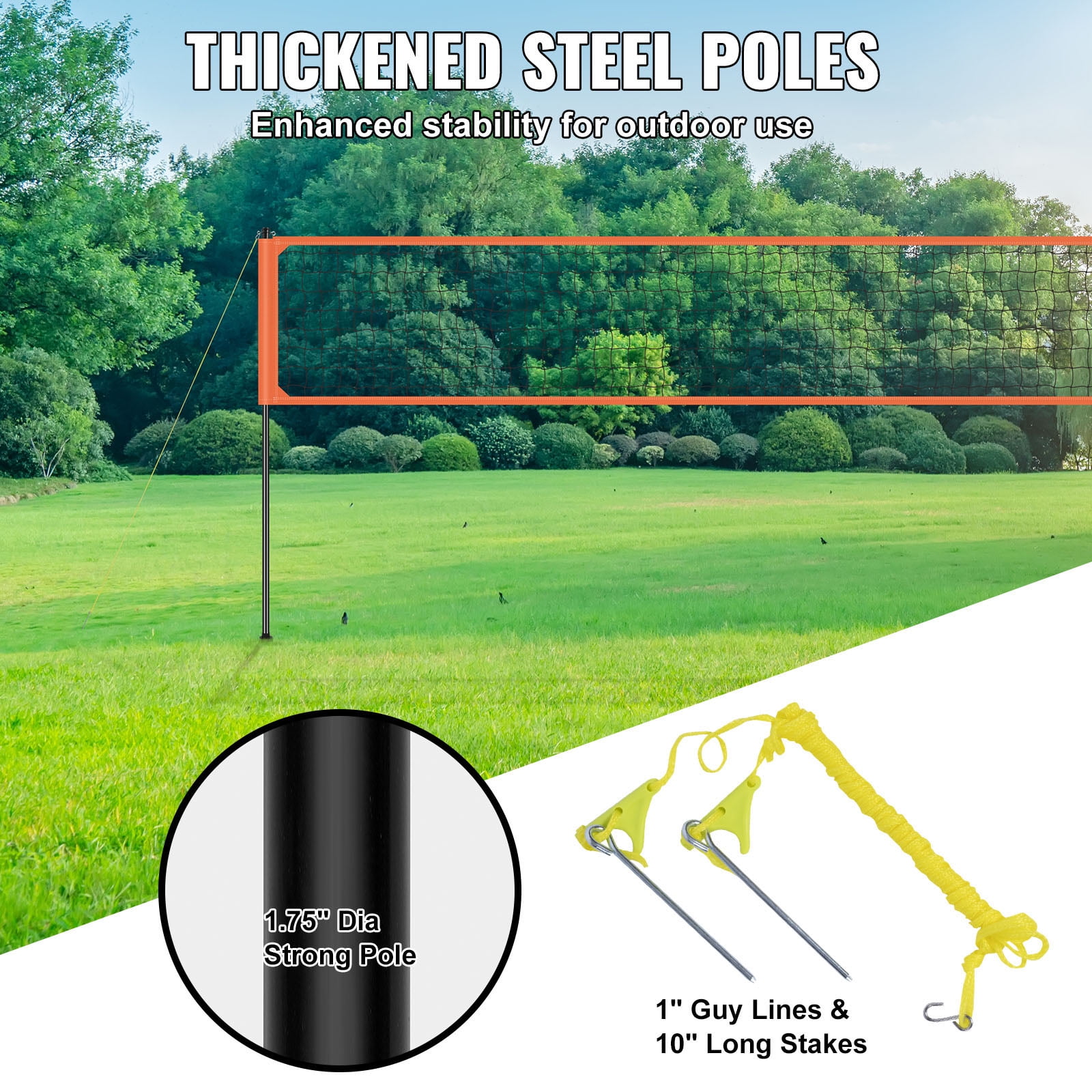 KFFKFF Portable Volleyball Net Kit, Height-Adjustable Aluminum Stands, Complete Volleyball Gear with PVC Ball, Inflation Pump, Transport Bag, Durable Net for Outdoor Use - Yard, Beach, Park
