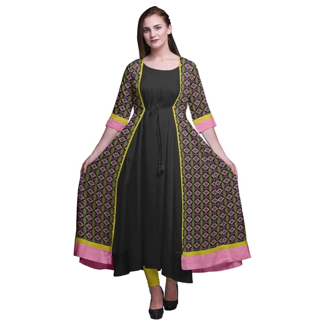 Bimba Kurta Long pour Femmes Anarkali Kurta Style Chic Tunique Kurti Ethnique Robe Longue