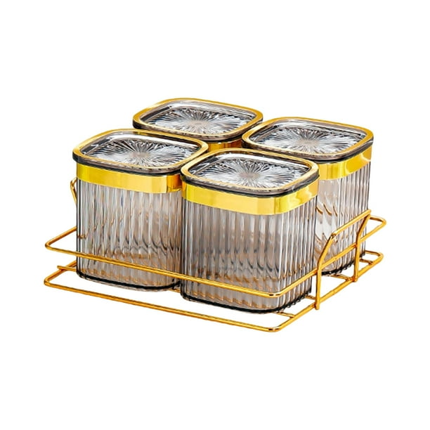 Tarro para condimentos, bandeja para frutos secos, ahorra espacio, tarro para condimentos para comer Gris 4 cuadrados