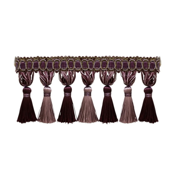 4" (10cm) Noblesse Collection Elegant Tassel Fringe Trim # TFH4,, Luscious Lavenders #2927 (Lavender Purple, Dark Purple, Light Purple) Sold By The Yard (36"/3 ft/0.9m)