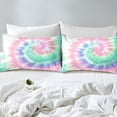 thumbnail image 2 of Erosebridal Tie Dye Bed Sheets Bohemian Batik Sheet Set 4 Pcs Full Size, Boho Psychedelic Sheets Set + Deep Pocket Fitted Sheets+ Girly Flat Sheet + Pink Bedroom Decor 2 Pillow Shams, 2 of 5