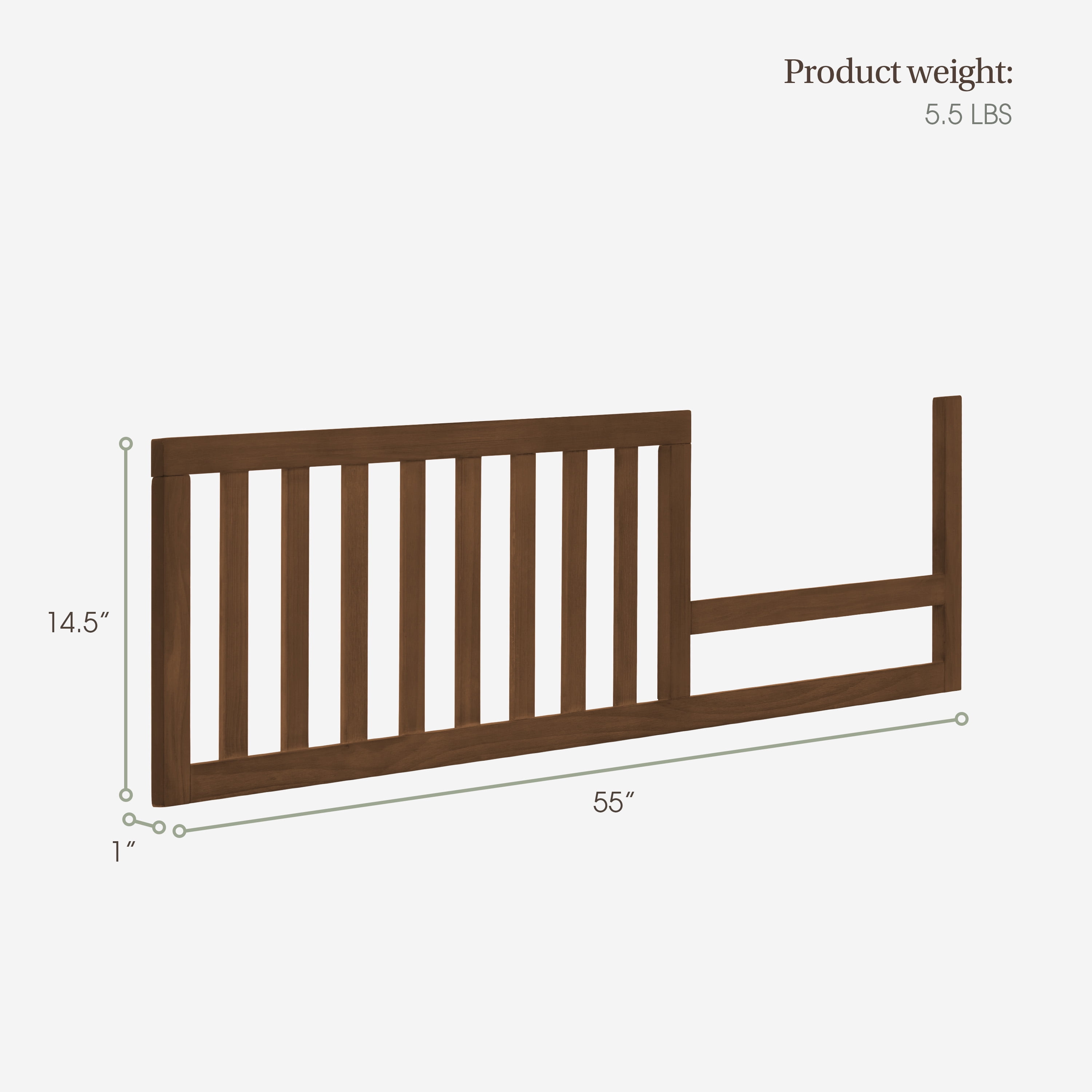 Evolur Convertible Crib Toddler Guard Rail I Full Assembly I Lasting Quality, Walnut