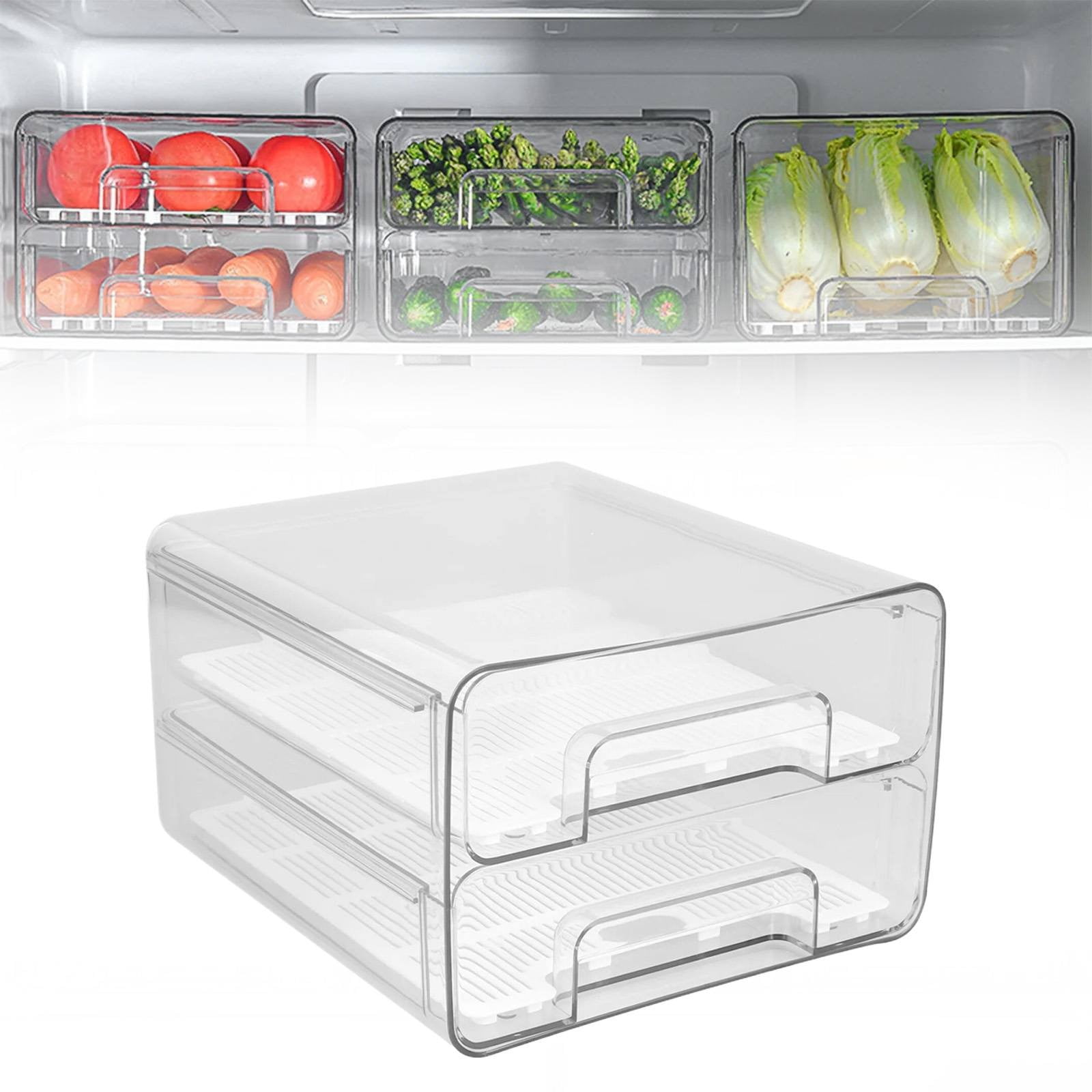 Tswift Stackable Pull-Out Fridge Organizer Drawer with Vent Lid & Drain Tray, Clear Plastic Produce Saver for Fruit, Veg, Deli, Freezer & Pantry, Bpa-Free, 12.5"X6.7"X5.5", 1 Storage Box