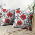thumbnail image 4 of LALILO Throw Pillow Covers Poppy Flower Doodle Ink Floral Red Poppies And Cushion Cover 18" x 18", 2 Pack, 4 of 6