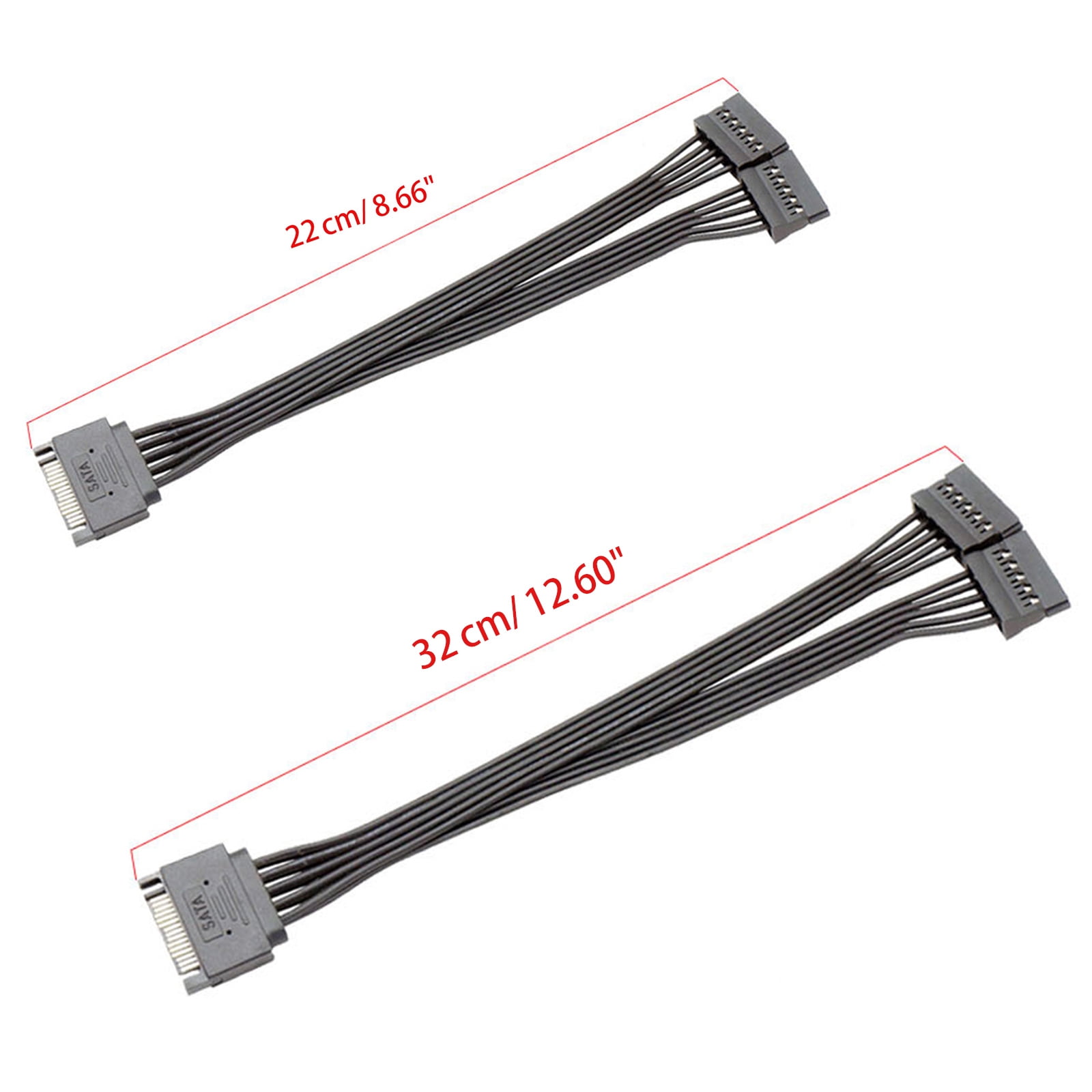 tegongse Sata Power Splitter, 15 Pin Sata Male to Dual 15 Pin Female Power Y Splitter Cable Adapter for Hard Drive HDD SSD