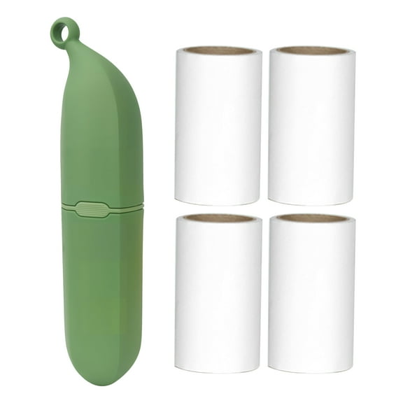 2-in-1 Banana Lint Roller with 4 Refills for Pet Hair & Clothes, Portable Travel Lint Remover with Hang Hole