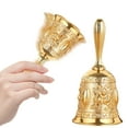 thumbnail image 2 of Dusknt Hand Bell Call Bell Musical Instrument with Floral Pattern for Home School Church Restaurants， Chimes, 2 of 8