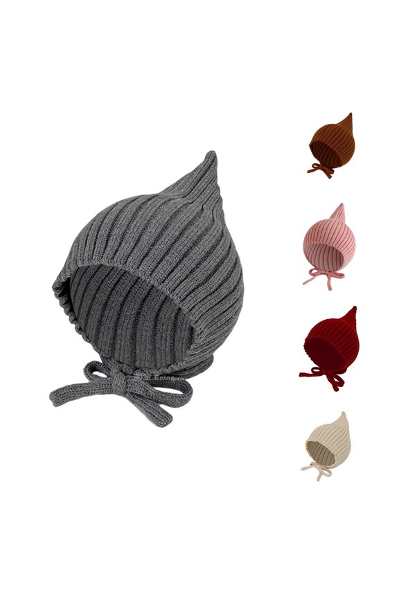 Kids Hats & Caps - Winter Knitted Ear Baby Hat for Daily Casual Use Suitable for 2M-2Y Boys & Girls Soft Yarn Cap for Holiday Photoshoot