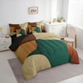 thumbnail image 4 of Manfei Abstract Geometric Desgin 7-Piece Bedding Comforter Set,Boho Geometric Lines King Bedding Sets,Green Brown Bed Sheets For Teens,Luxury Bedroom Decor Reversible, 4 of 9