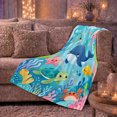 thumbnail image 6 of Whale and Octopus with Sea Turtle Friends, Playful Whimsical Style for Ocean Lovers, Colorful Coral Scene and Birthday Gift, Cozy Flannel Blanket for Playroom and Nursery, Home Decor, 6 of 9