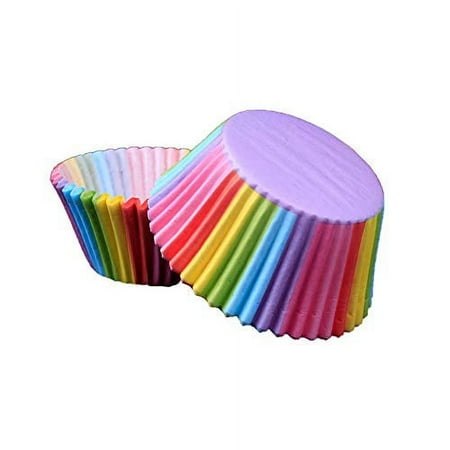 Standard Cupcake Cup Liners, Nonstick Parchment Papers Baking Cups, Safe Food Grade Inks and Paper Grease Proof Cupcake Liners for Baking Muffin and Cupcakes Decoration Cups (Rainbow A 100pcs)