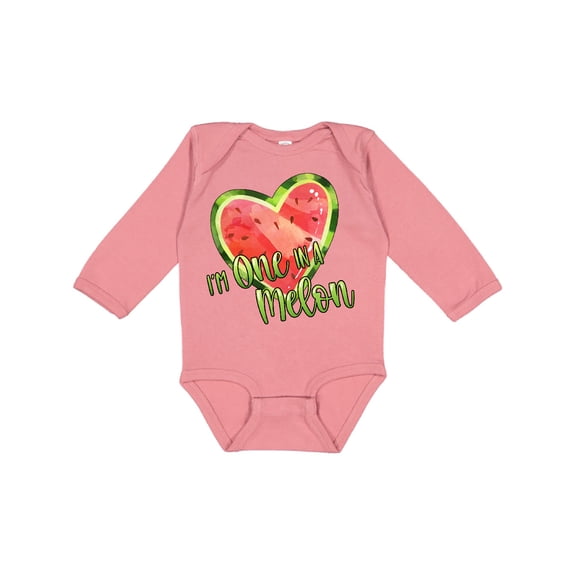 Inktastic I'm One in a Melon Watermelon Heart Boys or Girls Long Sleeve Baby Bodysuit