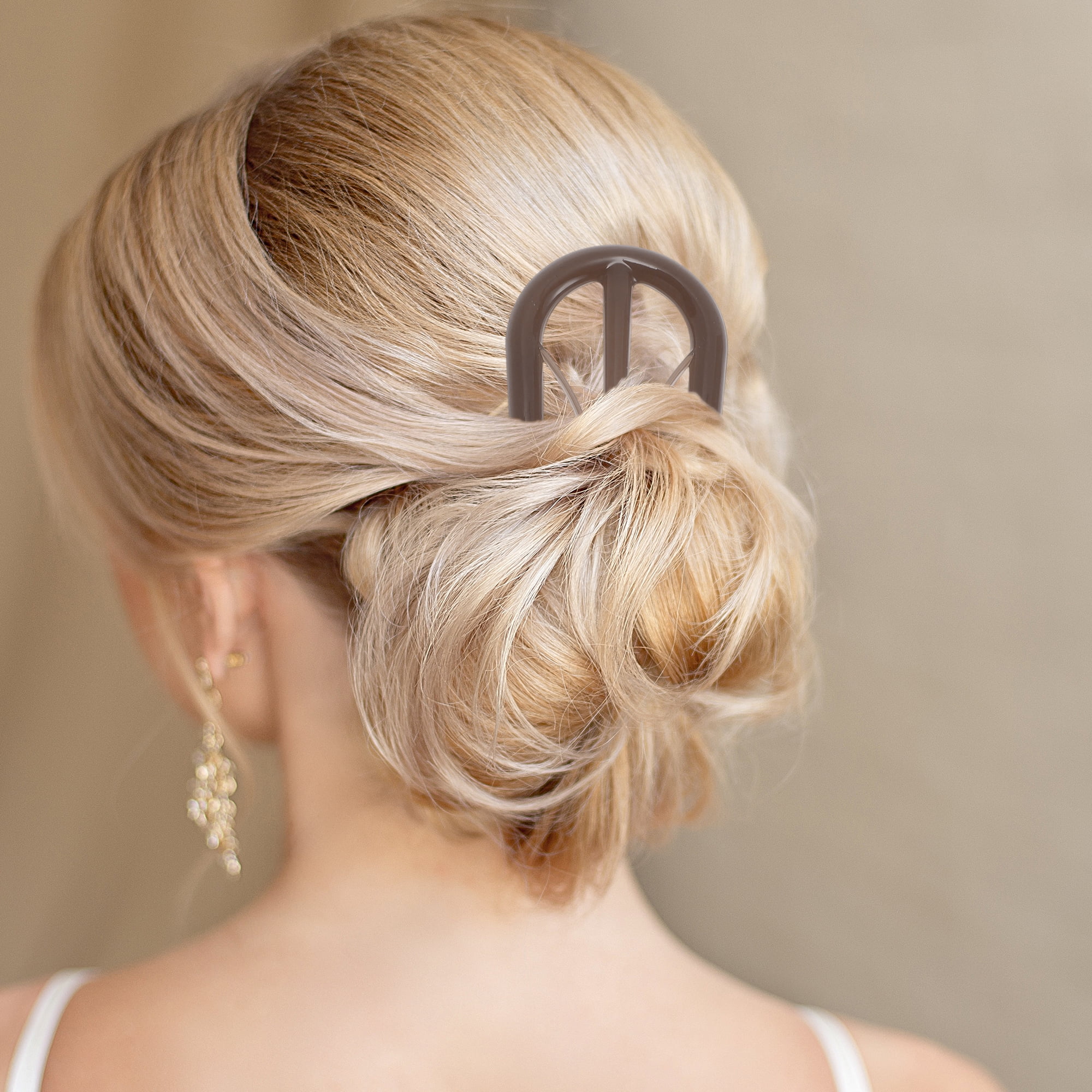 Unique Bargains U-shaped Hair Pin 3.94"x1.50" 1 Pc Glossy Dark Brown
