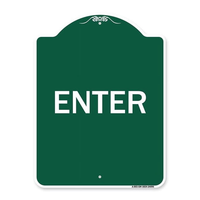SignMission A-DES-GW-1824-24096 18 x 24 Po Signe de la Série Designer - Entrez Signe Enter&44; Vert & Blanc