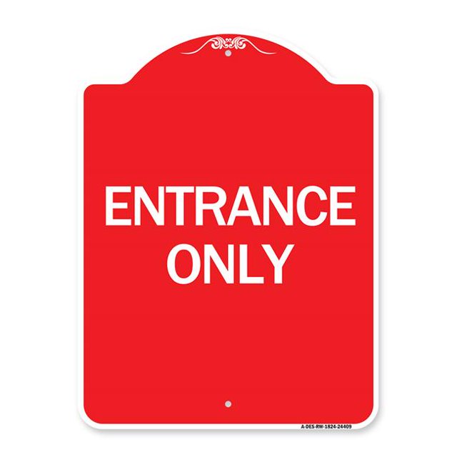 SignMission A-DES-RW-1824-24409 18 x 24 Po. Panneau de la Série Designer - Panneau d'Entrée de Circulation Uniquement, Rouge et Blanc