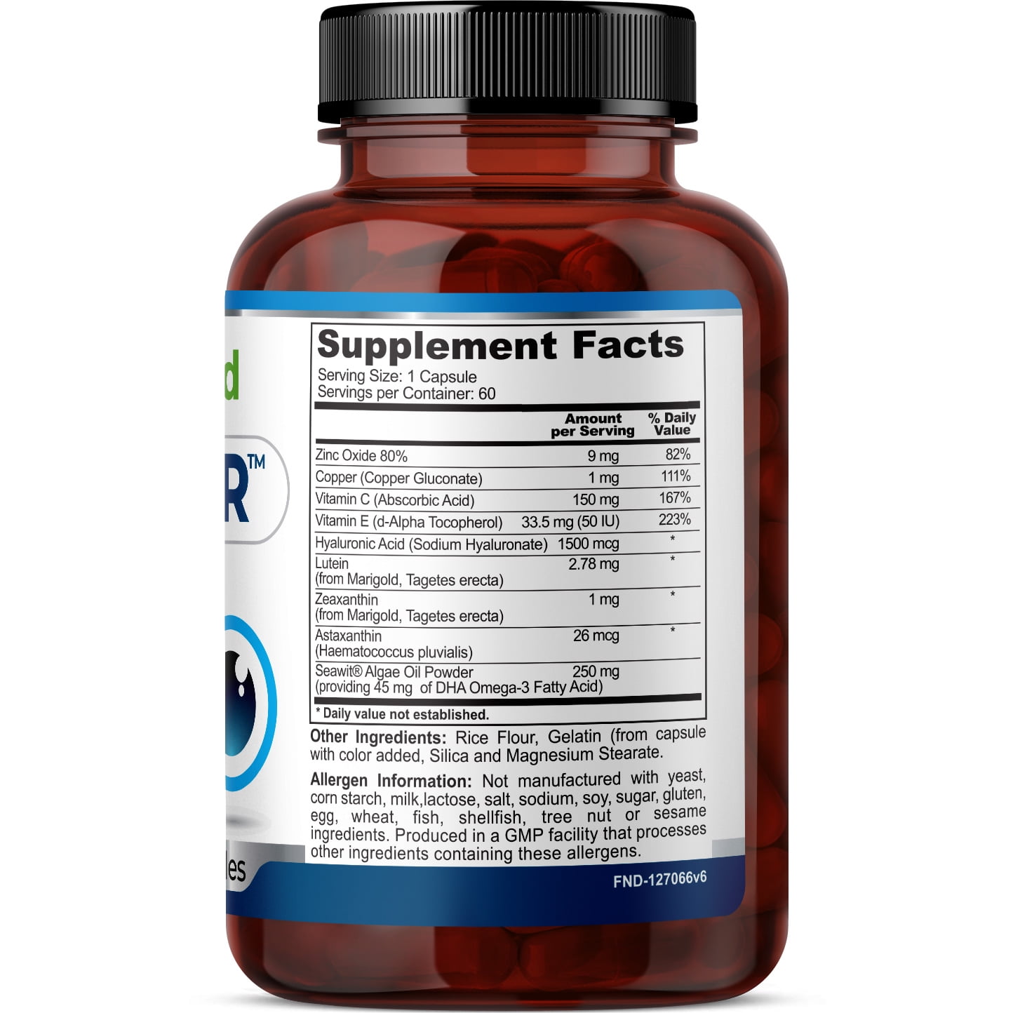Fineland Vitamins VISOFAR Vision Support Complex Advanced Eye Support with Zeaxanthin Astaxanthin 60 Capsules