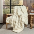 thumbnail image 4 of King Size Faux Fur Blanket Cream White - Big Bubble Rabbit Fluff Throw for Bed Large Fluffy Fuzzy Cozy Thick Furry Plush Shaggy Blankets 108x90 Inches, 4 of 10