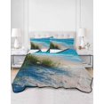 thumbnail image 2 of Quilts Twin-XL Size Bedding Set, Beach Coastal Lightweight Quilted Comforter, Summer Nautical Seaside Ocean Soft Reversible Bedspread Coverlet with Pillow Covers for All Season, 68" x 98", 2 of 7