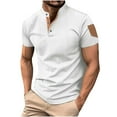 thumbnail image 2 of pstuiky camisetas de hombre, Blusa informal de color liso con botones y bolsillos, manga corta y cuello alto para hombre ropa de hombre xl, 2 of 9