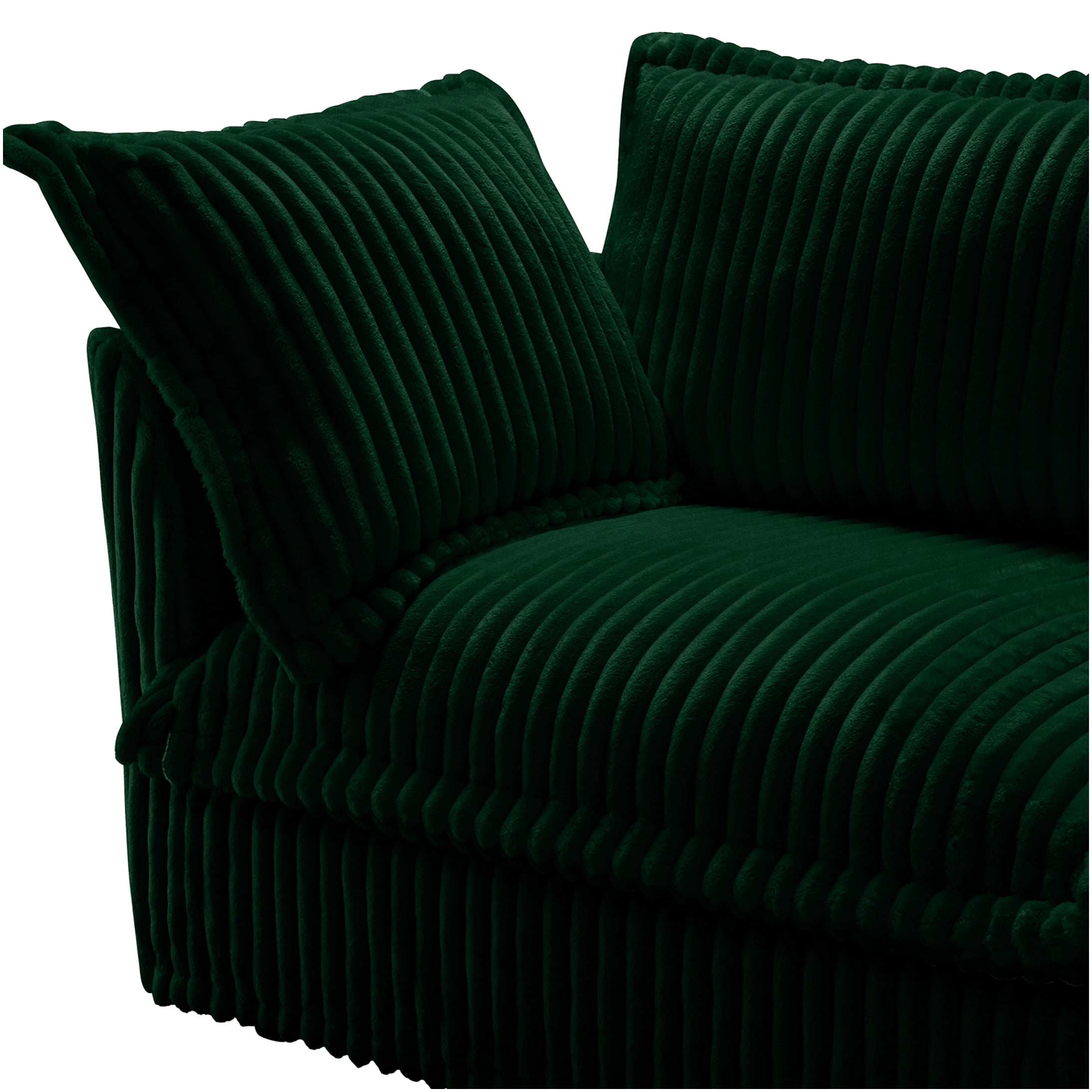 Green Corduroy Living Room Ottoman with Removable Cover, Modern Footrest Stool for Lounge