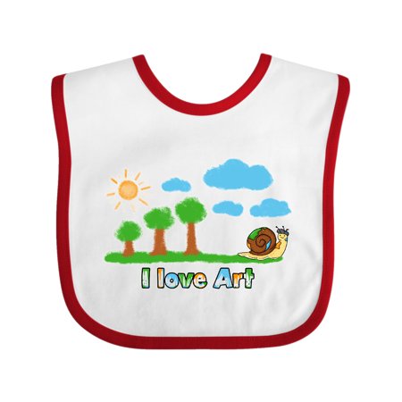 

Inktastic Painting Snail I Love Art Clouds Sun and Tree Gift Baby Boy or Baby Girl Bib
