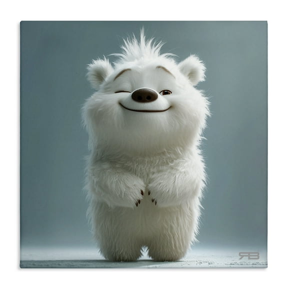 Stupell Industries Smiling Polar Bear Cub Animals Painting Wrapped Canvas Art Print Wall Art, 17 x 17