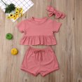 thumbnail image 2 of Newborn Kid Toddler Boy Girl Summer Clothes Ruffles Tops Shorts 3PCS Outfits Set, 2 of 5