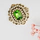 thumbnail image 3 of Broche de cristal victoriano Perfecl esmeraldas en apariencia de flor color verde, 3 of 8