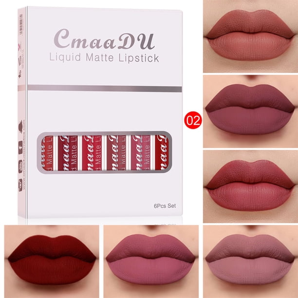 onlyliua Ofertas Flash Lápiz Labial Mate Antiadherente En 18 Colores, Brillo Labial Duradero, 6 Cajas de 15 Ml
