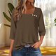 thumbnail image 2 of Ropa para mujer,Camiseta de manga larga con cuello en V y estampado para mujer, informal, con botones, de poliéster, corte regular para uso diario, sopatenor, 2 of 8