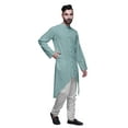 thumbnail image 2 of Atasi Kurta Asymétrique à Boutons pour Hommes Chemise Imprimée Mandarin à Manches Longues, 2 of 5