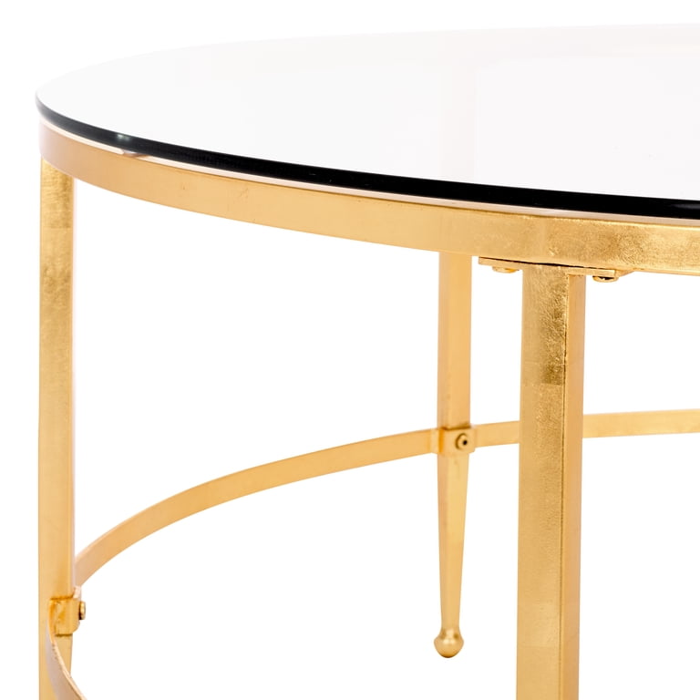 Safavieh, Couture Edmund Glam Round Metal Coffee Table, Antique