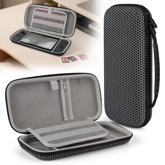 TSV Carrying Case Compatible with Nintendo Switch 2, EVA Hard Shell Travel Protective Case with 24 Game Card Slots and Accessory Pocket, Black