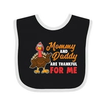 Inktastic Thanksgiving Mommy Daddy Thankful for Me Boys or Girls Baby Bib