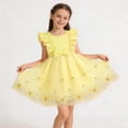 thumbnail image 2 of HAOTAGS Girl's Party Dress,Bow Ball Gown Flutter Sleeves Tutu Dress Yellow 4-5 T, 2 of 7