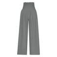 thumbnail image 5 of jtjvou Womens Elastic High Waisted Palazzo Pants Casual Wide Leg Long Lounge Pant Trousers with Pocket Gray L, 5 of 7