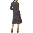 thumbnail image 3 of MODA NOVA Floral Dress for Junior's V Neck Belt Waist Long Sleeve Flowy Flare Chiffon Midi Dress, 3 of 5