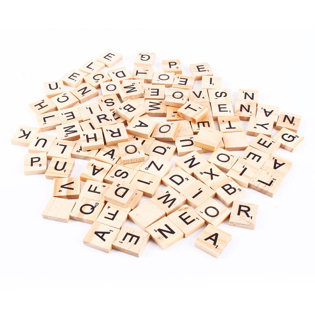 DSYJ Domino & Tile Games, Wood Letter Tiles, Scrabble Letters for Crafts -  DIY Wood Gift Decoration - Scrabble Crossword Game Wood Color 400 Pcs