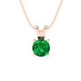thumbnail image 2 of 0.5 ct Brilliant Round Cut Solitaire Emerald 14k Rose Solid Gold Everyday Affordable Designer Necklace Pendant with 16" Chain, 2 of 7