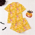 thumbnail image 4 of Gyexs Halloween Pajamas Sleepwear for Women Printed Collar Short Sleeve Shorts Pajama Set Pjs Womens Pajamas #A11 Yellow, Size L, 4 of 9