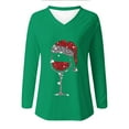 thumbnail image 4 of AherBiu Christmas Tops for Women Long Sleeve V Neck Printed Loose Comfy Basic Layer T Shirts Blouse, 4 of 5